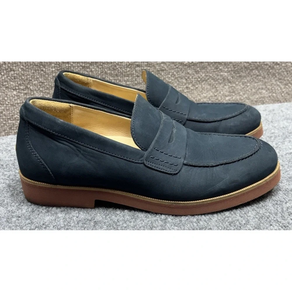 Samuel‎ Hubbard Men's 8 M Tailored Traveler Loafer Navy Nubuck Leather Slip-On